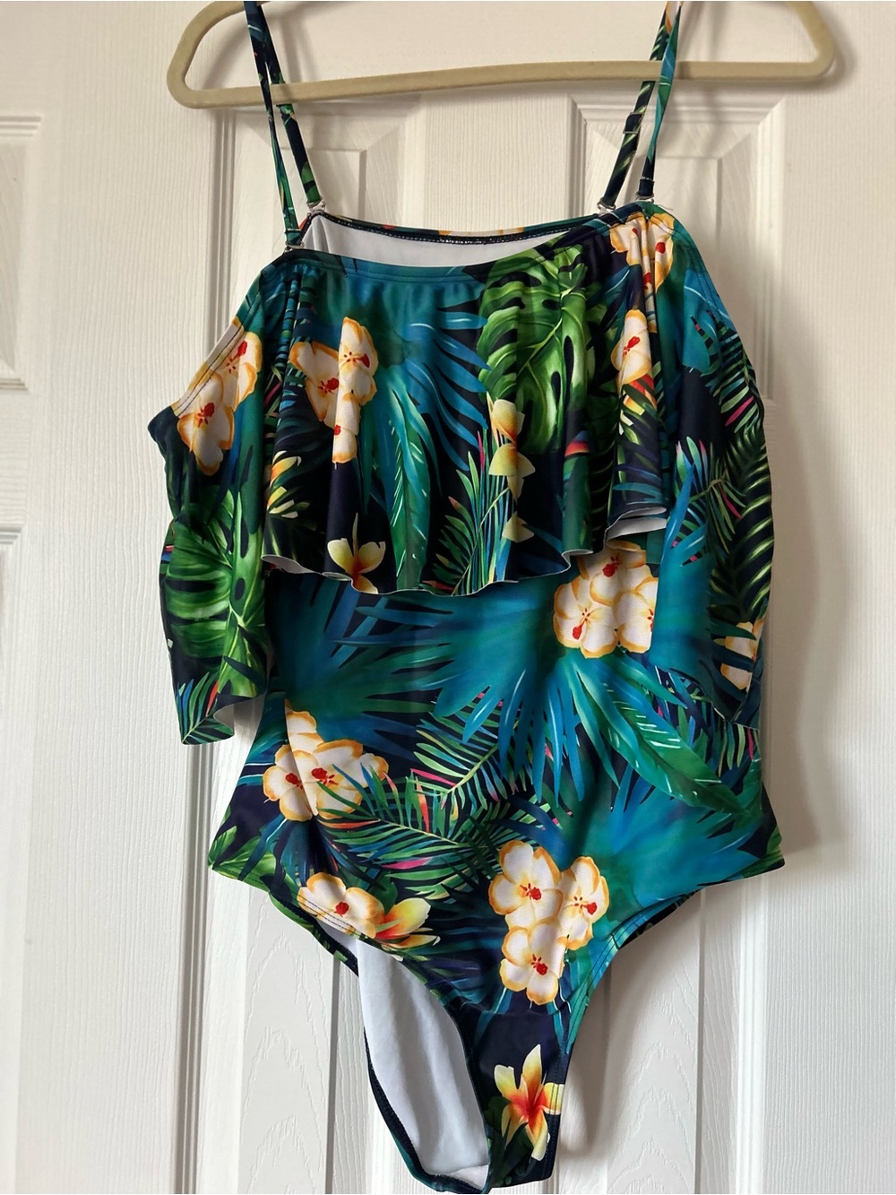 Tropical Floral One-Piece Swimsuit - Teal & Green by Tempt Me
